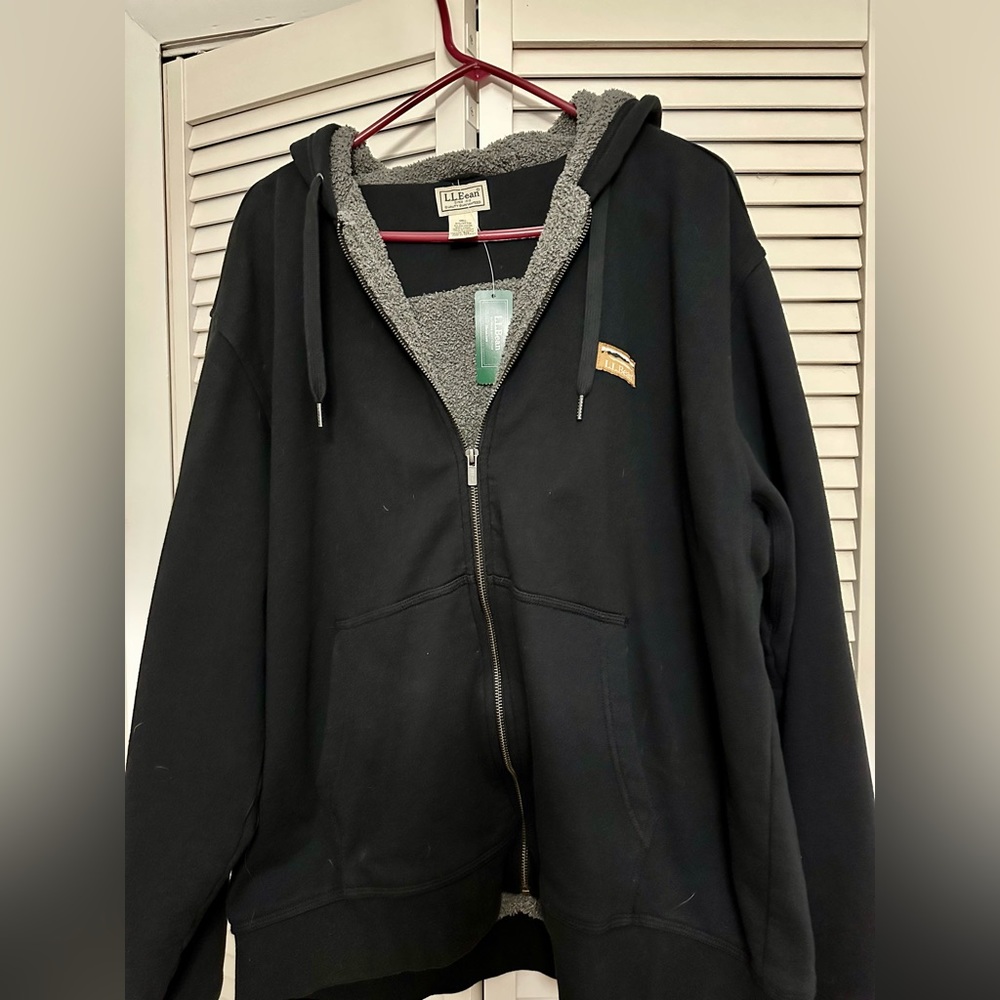 LL Bean Men's Katahdin Iron Works Hooded Sweatshirt, Fleece-Lined XL